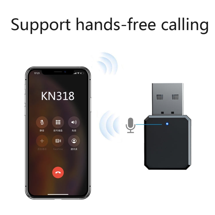 KN318 USB Bluetooth 5.1 Adapter Audio Receiver, KN318 KN318 USB Bluetooth 5.1 Adapter Audio Receiver, KN318